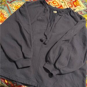 Aerie Navy Textured Pullover with Tassel Tie!